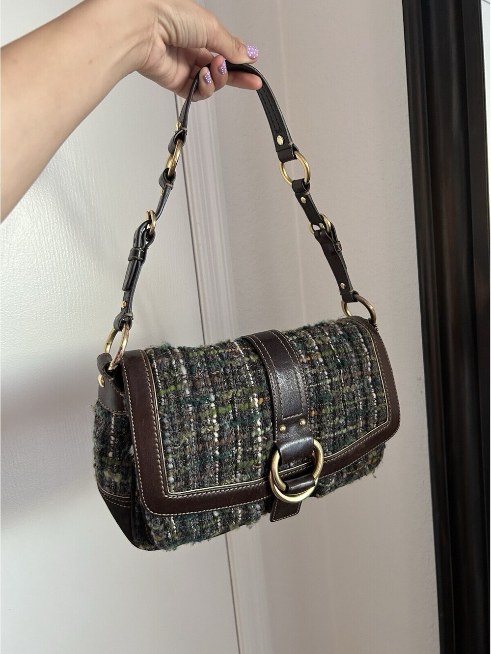 Coach Y2K Tweed Leather Shoulder Bag 8F13